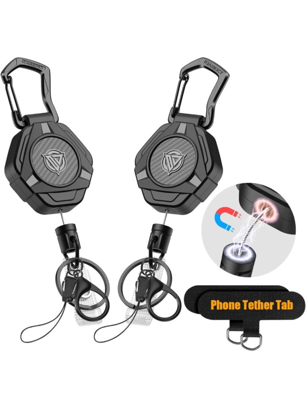 Heavy-Duty Magnetic Retractable Keychain & Carabiner Badge Holder - Durable